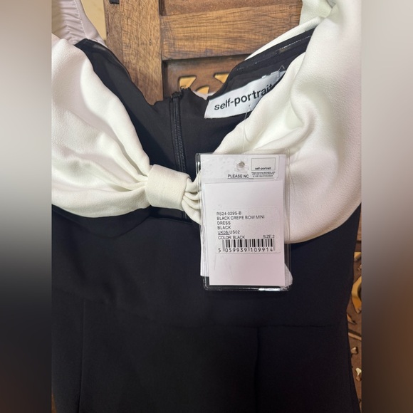 self-portrait Crepe Bow Mini Dress Black - Picture 6 of 7